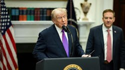 President Donald Trump and EPA Administrator Lee Zeldin make an announcement on rescinding the 2009 EPA Environmental Protection Agency endangerment finding at the White House. Deregulatory action. President Donald Trump and EPA Administrator Lee Zeldin make an announcement on rescinding the 2009 EPA Environmental Protection Agency endangerment finding at the White House. Deregulatory action.