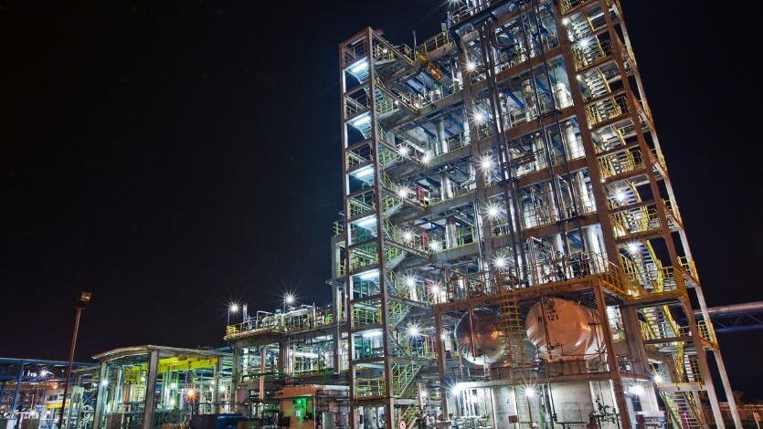 Changshu PVDF manufacturing site in China at night