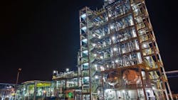 Changshu PVDF manufacturing site in China at night Changshu PVDF manufacturing site in China at night
