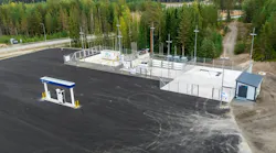 Aerial view of commercial hydrogen refueling station in Finland (photo by Cefmof Hydrogen)