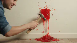 Person nailing jello to a wall Person nailing jello to a wall