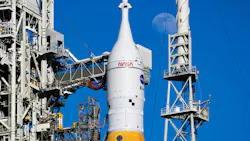 The Moon is seen shining over the SLS (Space Launch System) and Orion spacecraft, atop the mobile launcher on January 28, 2026. The rocket is currently at Launch Pad 39B at NASA’s Kennedy Space Center in Florida, as teams are preparing for a wet dress rehearsal to practice timelines and procedures for the launch of Artemis II. The Moon is seen shining over the SLS (Space Launch System) and Orion spacecraft, atop the mobile launcher on January 28, 2026. The rocket is currently at Launch Pad 39B at NASA’s Kennedy Space Center in Florida, as teams are preparing for a wet dress rehearsal to practice timelines and procedures for the launch of Artemis II.