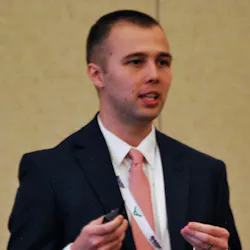 Sam Elkins, senior manager of app production, Index AR Solutions, speaks at eChem Expo in Kingsport, Tennessee. Sam Elkins, senior manager of app production, Index AR Solutions, speaks at eChem Expo in Kingsport, Tennessee.