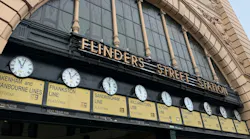 A line of clocks along a wall at Flinders Street Station in Melbourne, Australia A line of clocks along a wall at Flinders Street Station in Melbourne, Australia