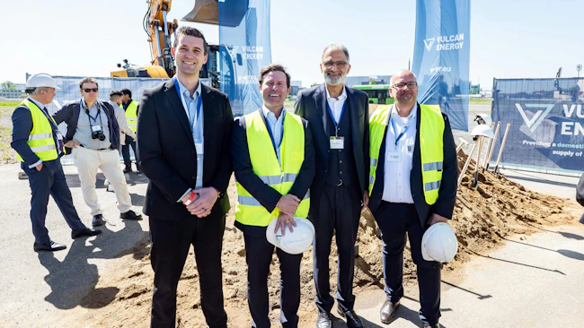 NESI CEO, Jeremy Moulson at the Vulcan Energy groundbreaking ceremony on April 23, 2026.