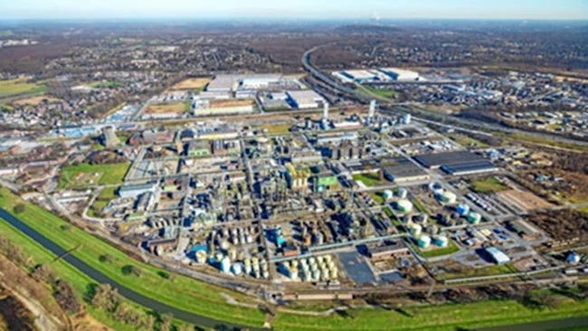 Aerial view of Oxea industrial chemical site in Germany