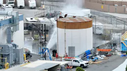 Water is sprayed on a 34,000-gallon tank that overheated at GKN Aerospace in Garden Grove, California, on Friday, May 22, 2026. (Jeff Gritchen/Orange County Register/TNS) Water is sprayed on a 34,000-gallon tank that overheated at GKN Aerospace in Garden Grove, California, on Friday, May 22, 2026. (Jeff Gritchen/Orange County Register/TNS)