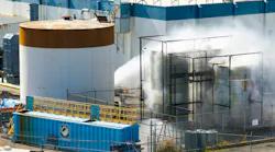 An aerial of water being sprayed on large storage tanks at the GKN Aerospace facility on Sunday, May 24, 2026, in Garden Grove, Calif. (Kayla Bartkowski/Los Angeles Times/TNS) An aerial of water being sprayed on large storage tanks at the GKN Aerospace facility on Sunday, May 24, 2026, in Garden Grove, Calif. (Kayla Bartkowski/Los Angeles Times/TNS)