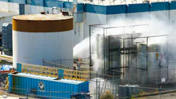 An aerial of water being sprayed on large storage tanks at the GKN Aerospace facility on Sunday, May 24, 2026, in Garden Grove, Calif. (Kayla Bartkowski/Los Angeles Times/TNS) An aerial of water being sprayed on large storage tanks at the GKN Aerospace facility on Sunday, May 24, 2026, in Garden Grove, Calif. (Kayla Bartkowski/Los Angeles Times/TNS)