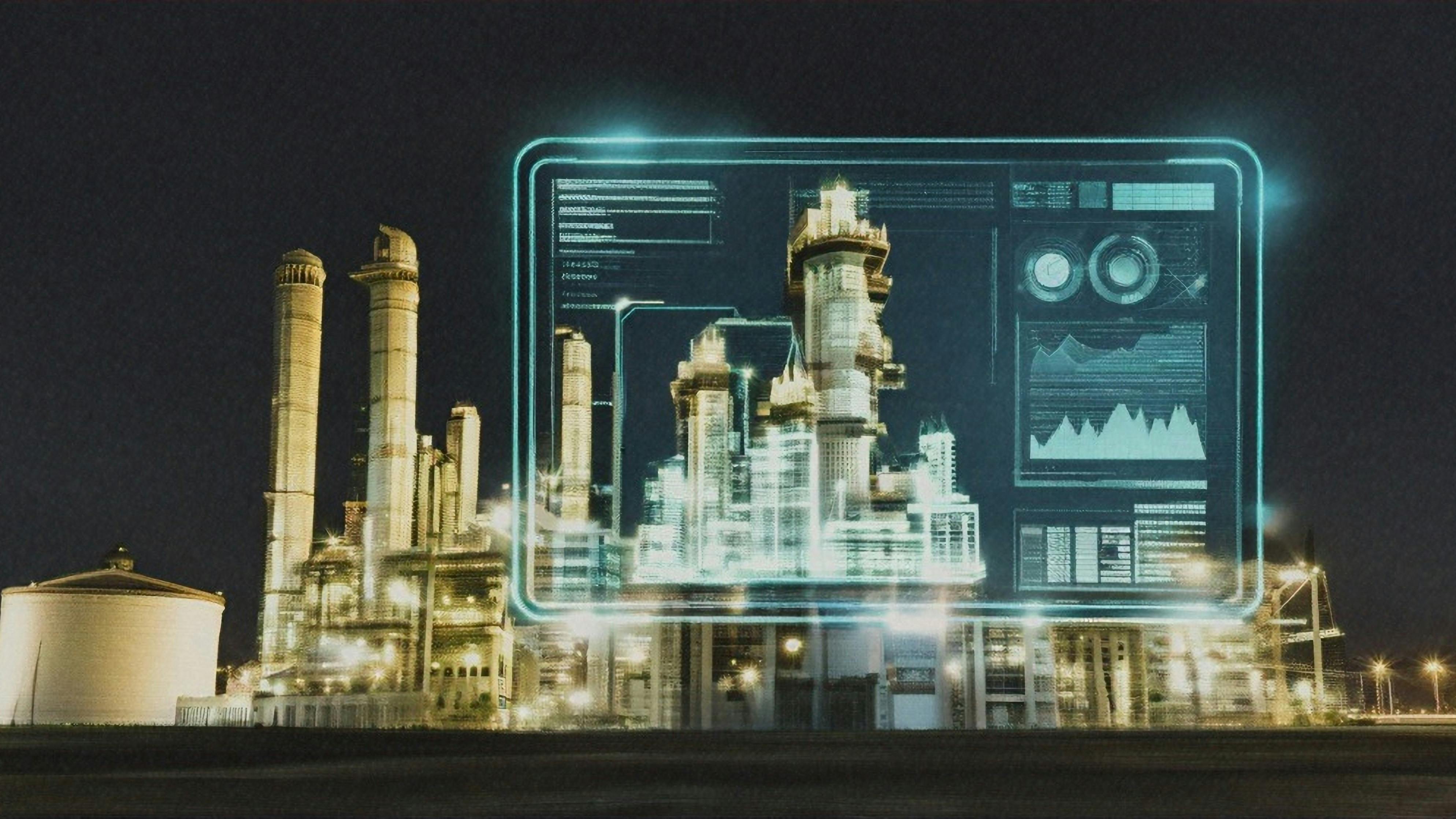 digital twin display overlaid on chemical plant