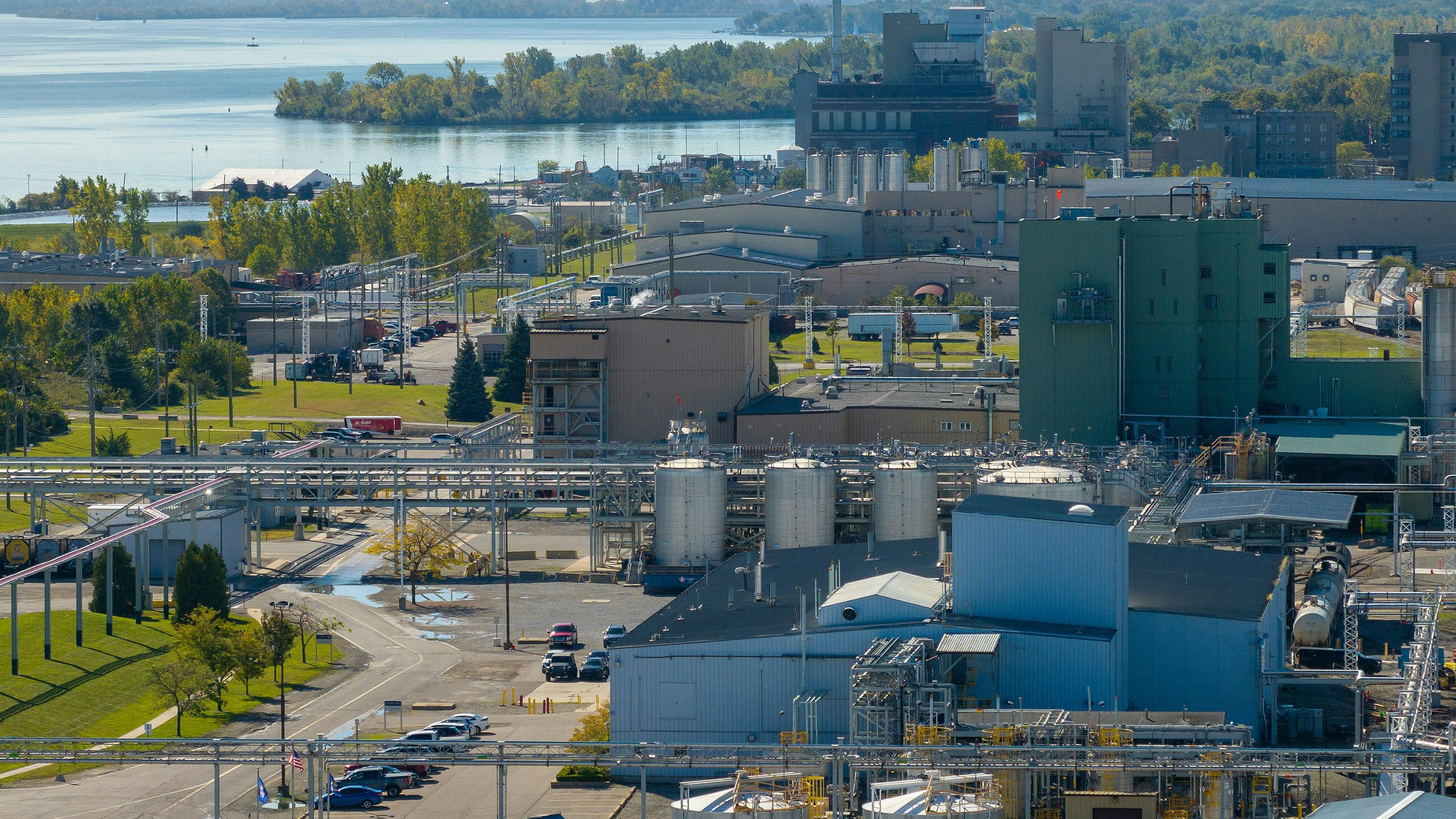 Aerial view of BASF site in Wyandotte, Michigan Wednesday, October 2, 2024