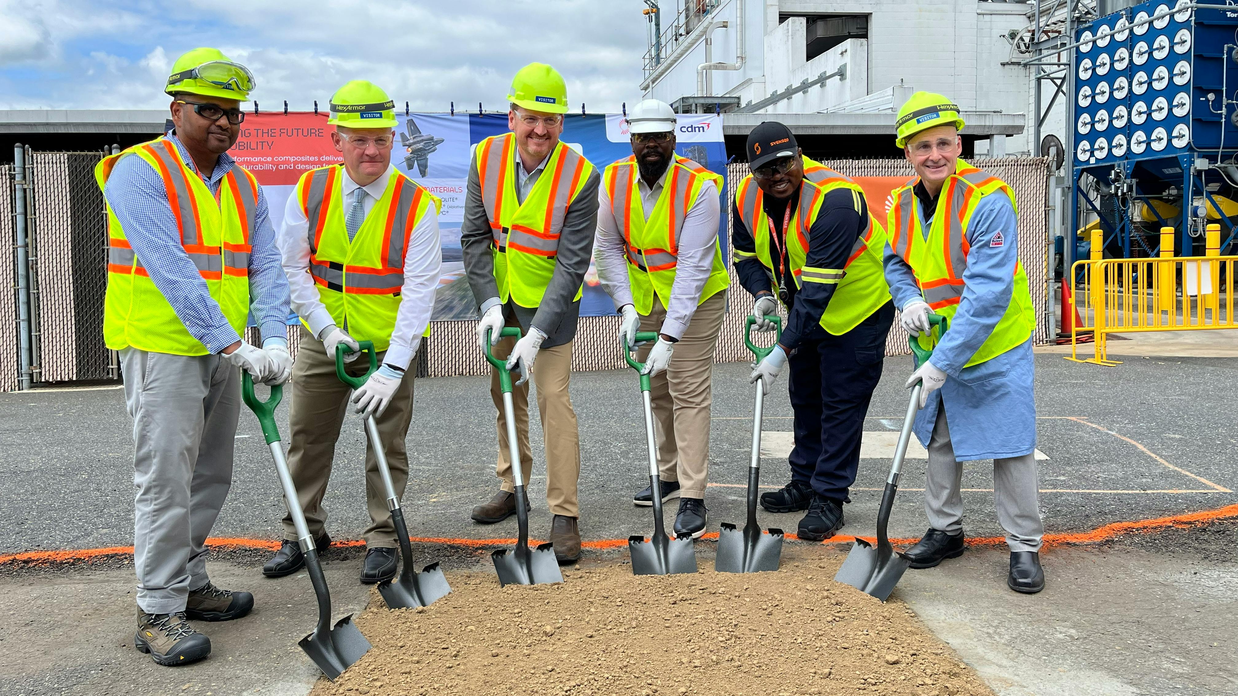 Pictured (left to right): Michael Mohammed (Syensqo), Bill Martin, Mayor of Havre de Grace, Marc Doyle (Syensqo), Marc Cottman (Syensqo), Robert Gray (Syensqo), and Max Miller (Syensqo).