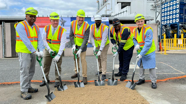 Pictured (left to right): Michael Mohammed (Syensqo), Bill Martin, Mayor of Havre de Grace, Marc Doyle (Syensqo), Marc Cottman (Syensqo), Robert Gray (Syensqo), and Max Miller (Syensqo).