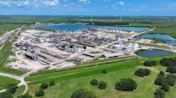 Aerial view of Oxea site in Bay City Texas on bright sunny day