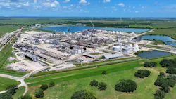 Aerial view of Oxea site in Bay City Texas on bright sunny day