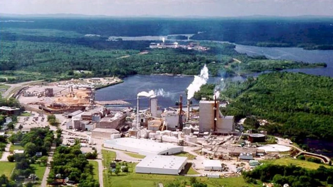 Aerial view of Woodland Pulp mill in Maine
