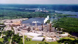 Aerial view of Woodland Pulp mill in Maine