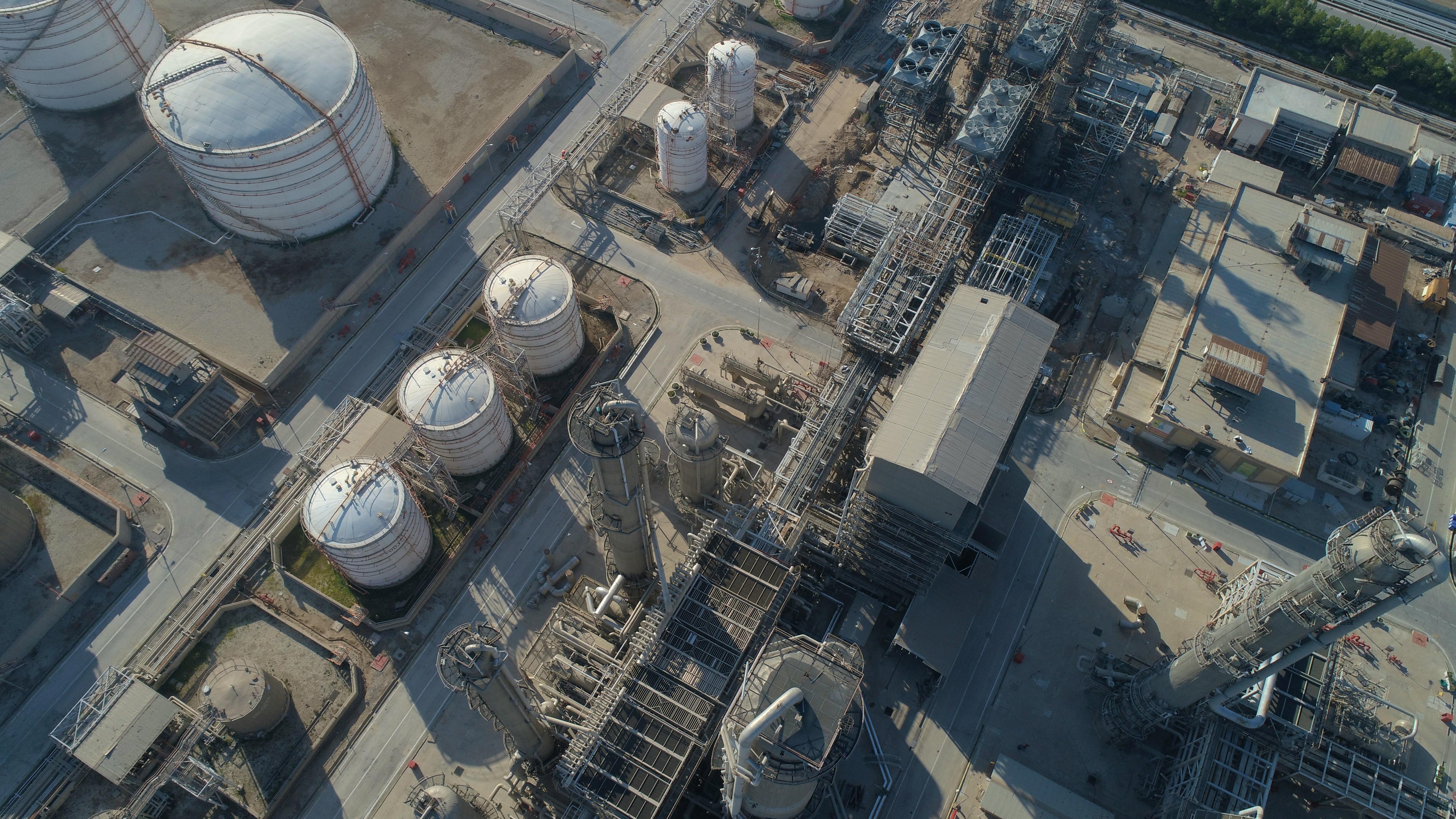 Aerial view of industrial plant complex