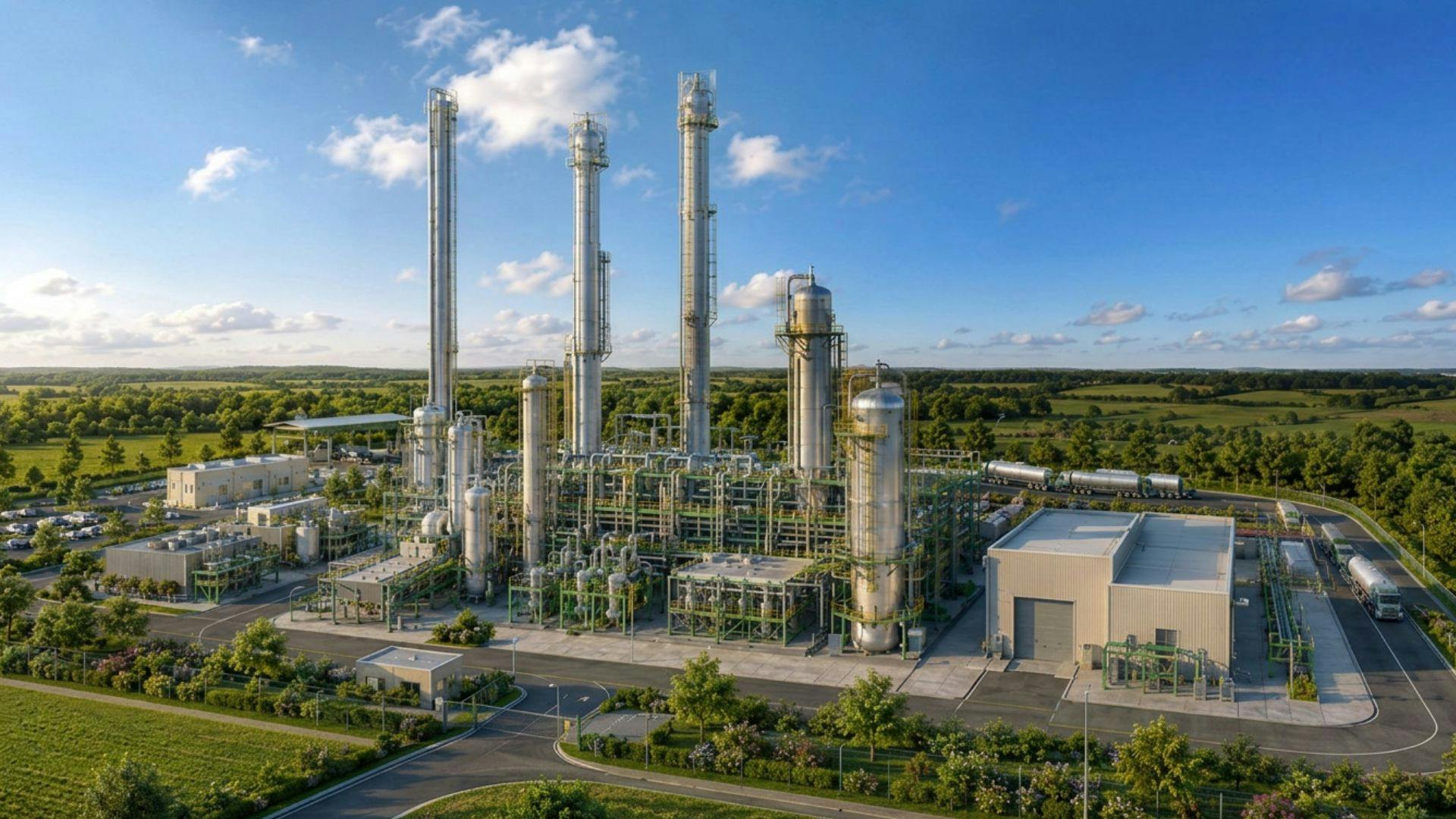 Aerial view and 3D mockup of new Catalyxx plant in Portugal