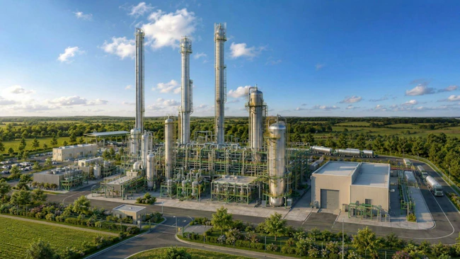 Aerial view and 3D mockup of new Catalyxx plant in Portugal