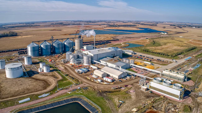 Aerial view of ethanol plant in South Dakota