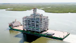 Ineos Project One module on barge in Straight of Hormuz