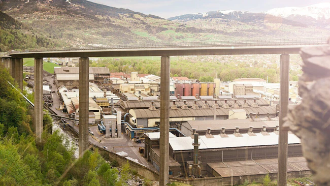 View from mountain looking down at SGL site in Chedde, France that produces graphite billets