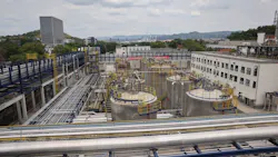 Aerial view of Sinopec special PVA (polyvinyl alcohol) resin plant in China