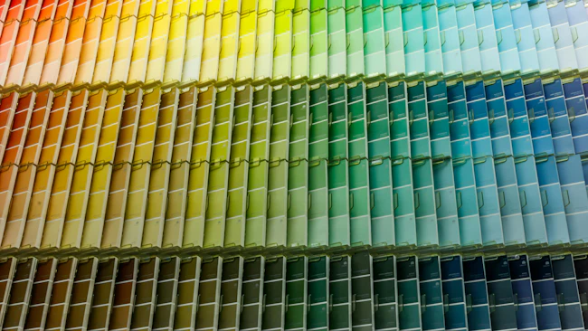 colorful array of Sherwin Williams paint samples