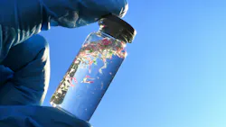 Collecting water samples contaminated with microplastics, plastic pollution