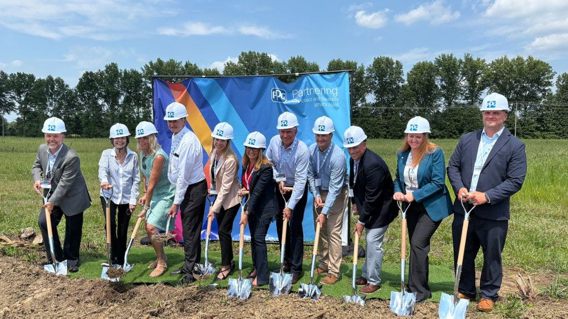 PPG Industries executives at groundbreaking ceremony for Delware, Ohio plant expansion