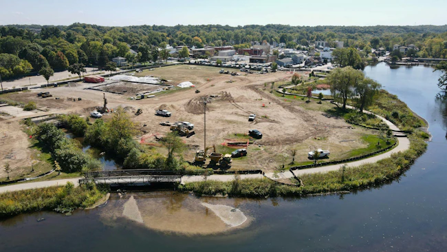Aerial view of Superfund PFAS cleanup site
