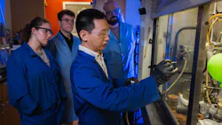 Virginia Tech researchers in the Liu Lab examine samples of engine oil created from upcycled plastic waste.
