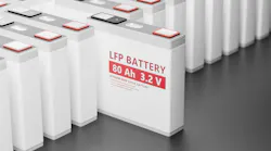 3D rendering illustration of LFP (Lithium Iron Phosphate) battery cell, prismatic pack Li-Ion batteries supply manufacturing for electric vehicle