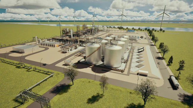 3D rendering of Technip Energies SkyNRG plant in the Netherlands
