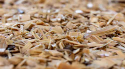 Closeup shot of pile of wood chips for biomass