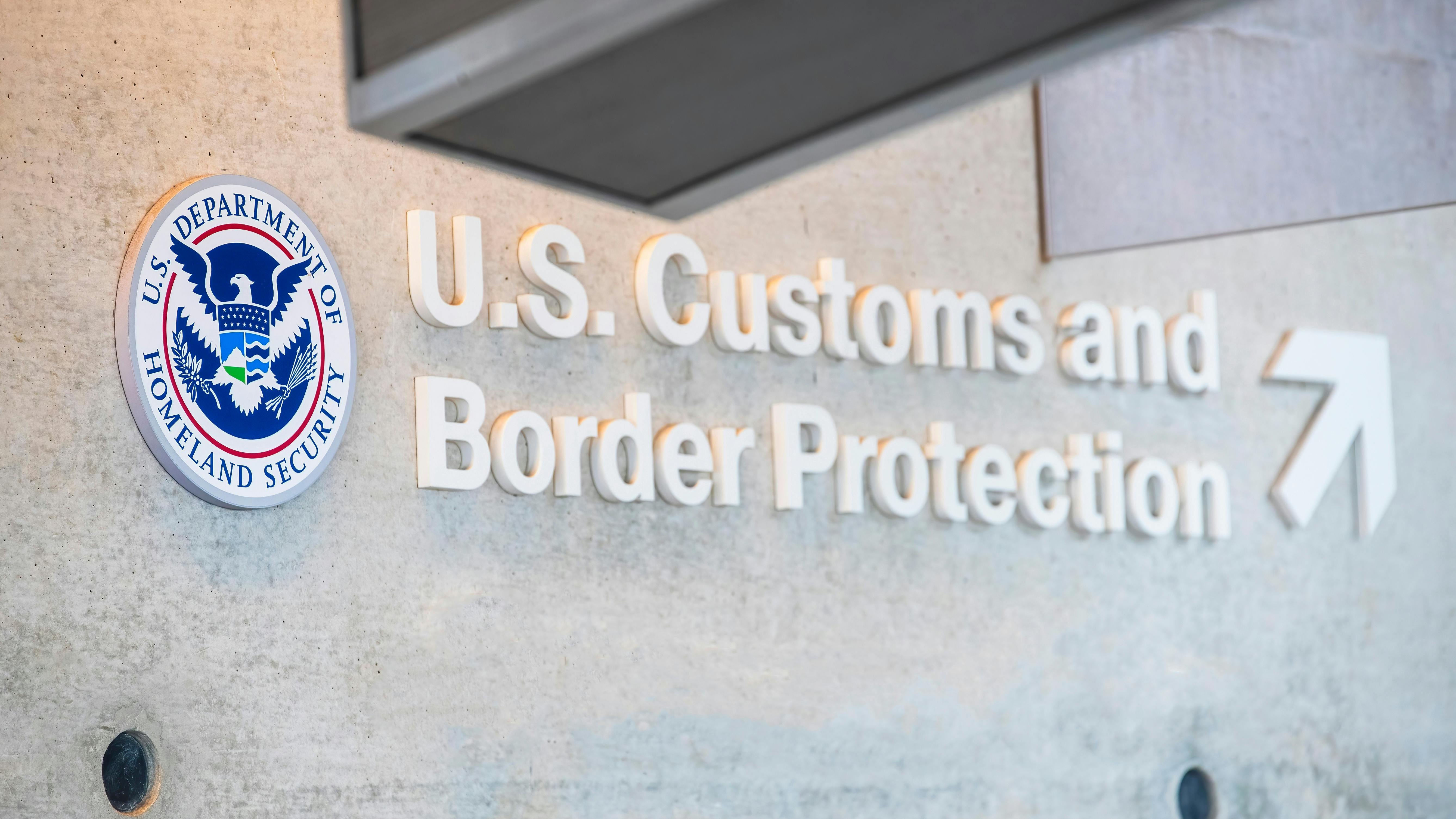 U.S. Customs and Border Protection sign on building