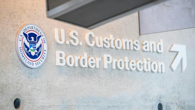 U.S. Customs and Border Protection sign on building
