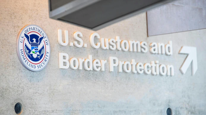 U.S. Customs and Border Protection sign on building