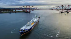 Aerial view of Ineos Dragon ship carrying shale gas for manufacturing