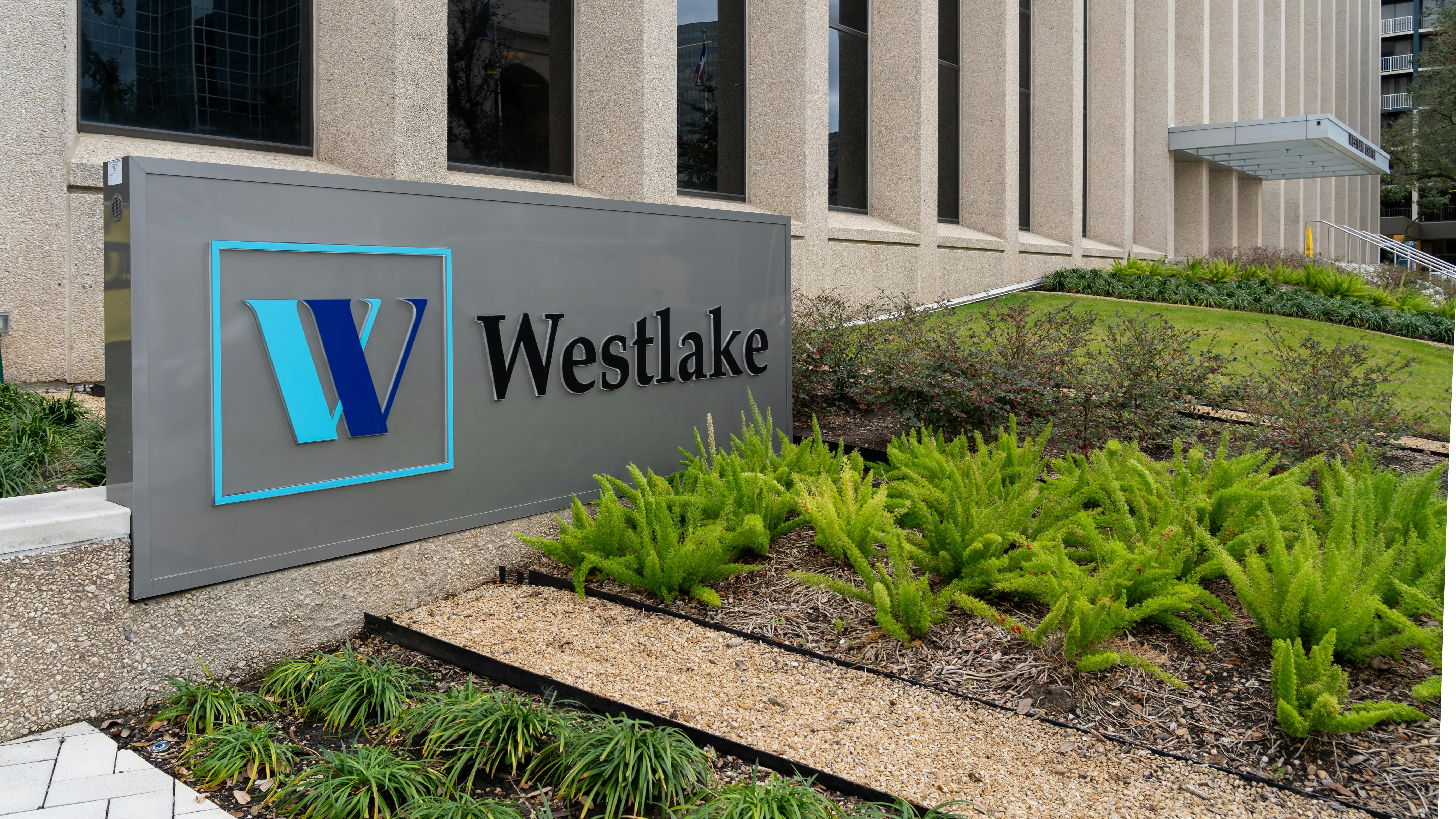 Westlake&rsquo;s sign at their headquarters in Houston, Texas, USA.