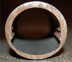 Carbonic acid grooving of a carbon steel line.