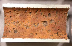 Dissolved oxygen pitting of carbon steel.