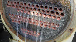 A fouled shell and tube exchanger is cleaned with chemicals